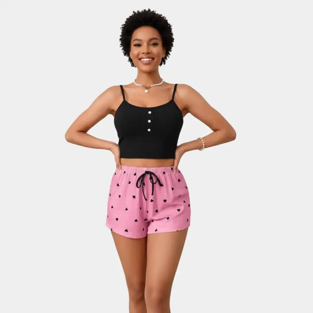 [LN-FPY-00000301] Pyjama deux pièces -Douce Évasion (Black, M)